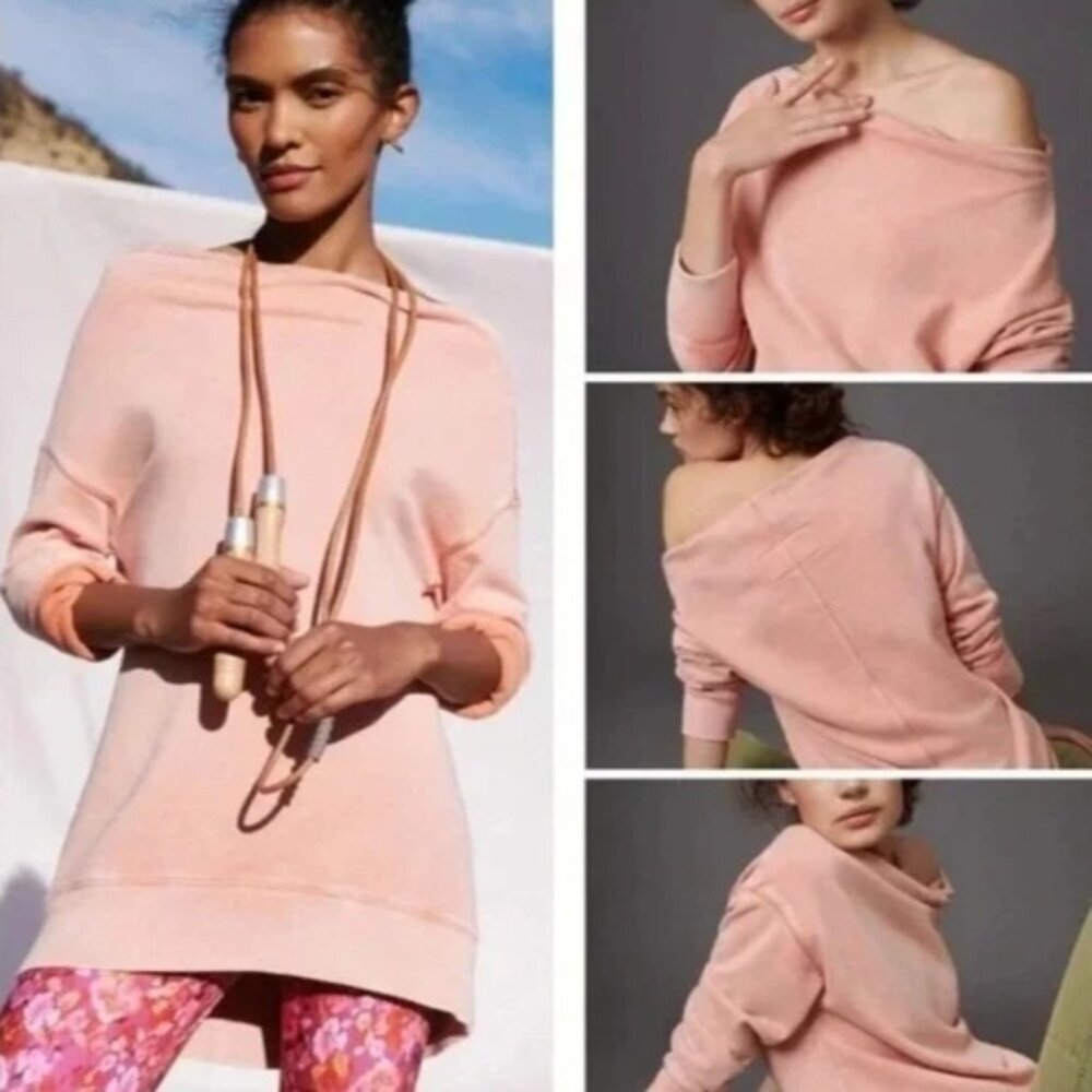 Pilcro Anthropologie Donna Tunic Pullover Sweatshirt Coral Rose Women's XL - Picture 1 of 7